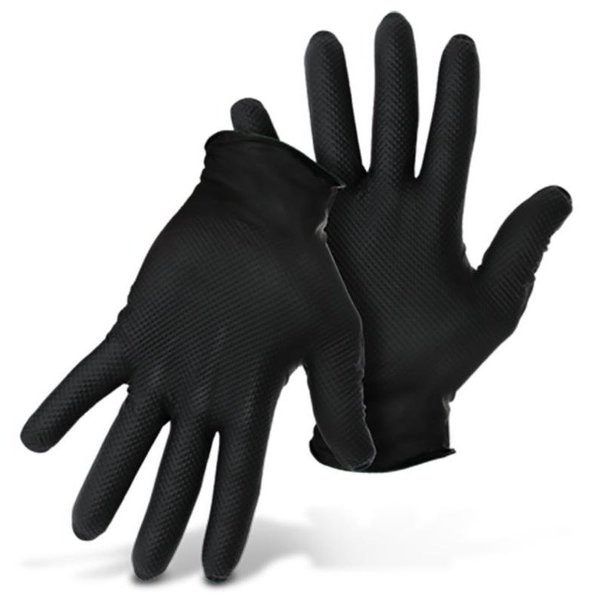 Grippaz Nitrile Disposable Gloves, 8 mil Palm, Nitrile, L, Black G21091-L